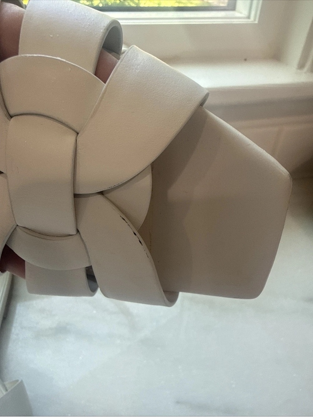 Saint Laurent YSL Tribute Sandal Flat Mules White Slides Smooth Leather 37.5 - Picture 5 of 11